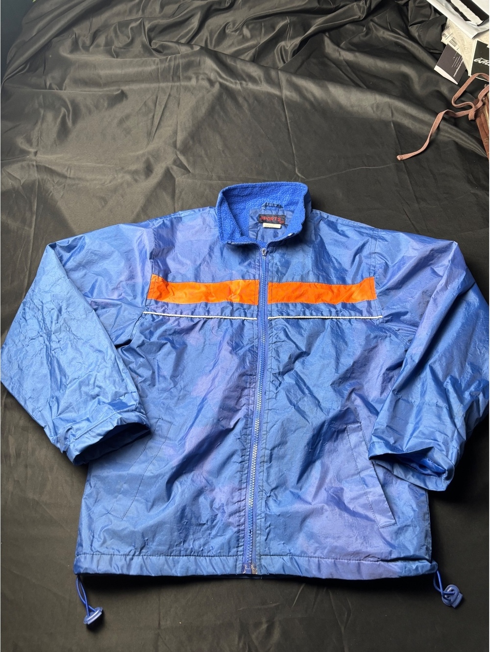 Vintage 90s Sports Windbreaker Jacket Blue Orange Size 14